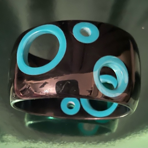 Vintage Black & Green Holes Plastic Bangle Bracelet - Picture 3 of 8